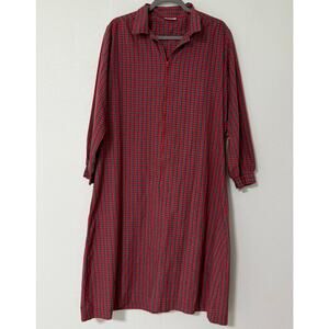 Vintage Carolina Maid Women's Red Plaid Zip Front Long Sleeve Dress Size Large